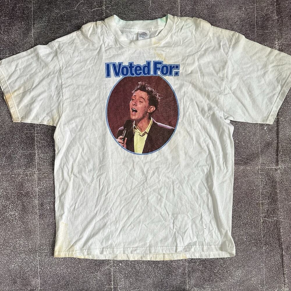 Men's Vintage Y2K American Idol I Voted For Clay Aiken Promo T Shirt Tee Sz XL